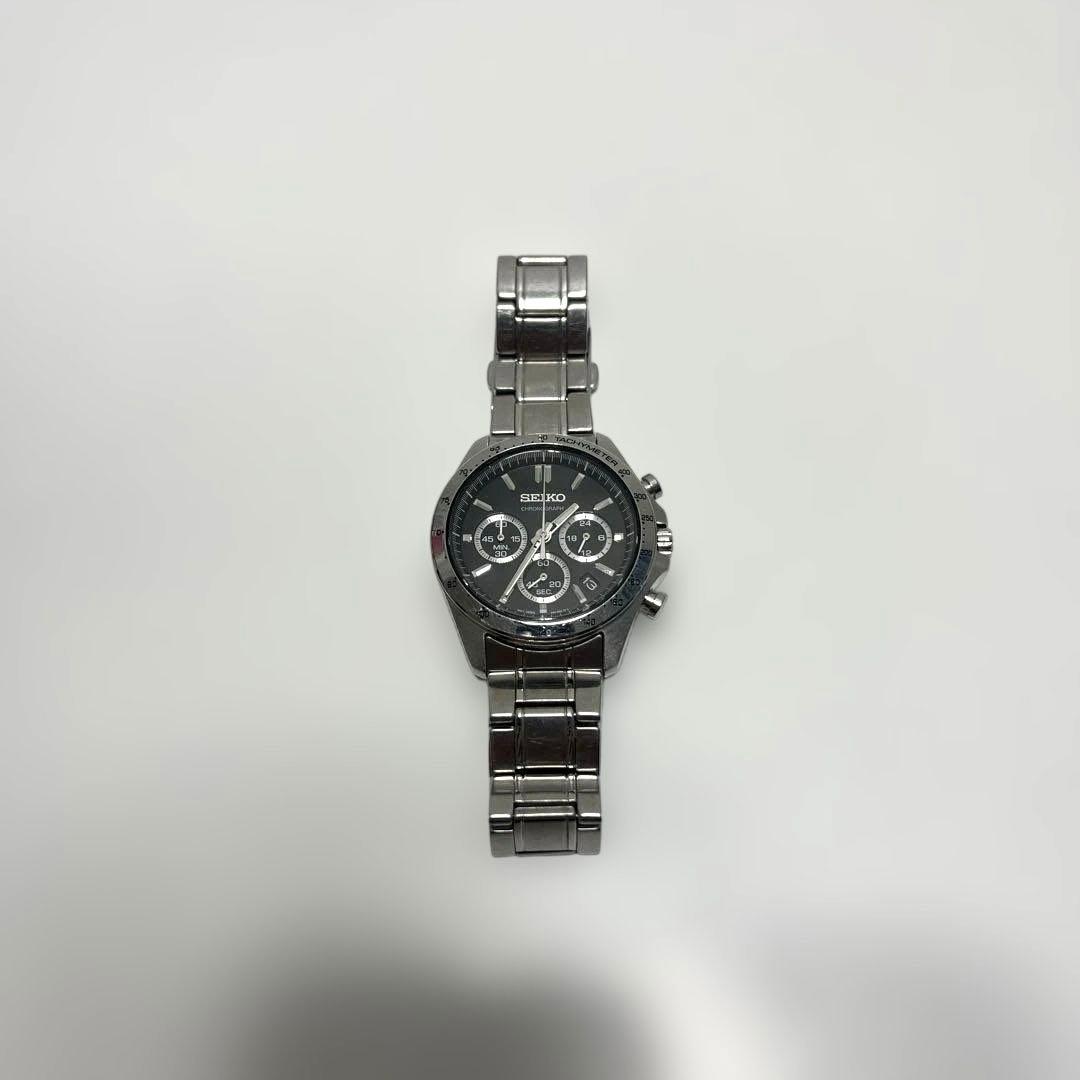 【稼働美品】SEIKO クロノグラフ ブラック 8T63-00d0