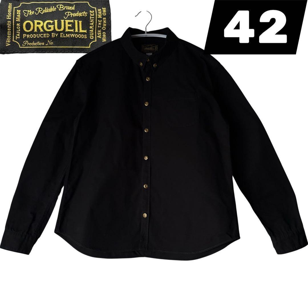 ORGUEIL日本製アメカジ黒ワークシャツ42XL相当ビッグサイズコットン人気大