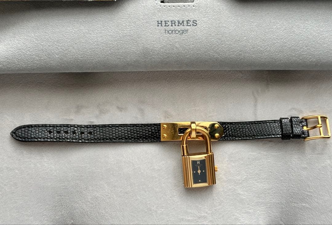 HERMES エルメス　ケリーウォッチ　ブラックレザー