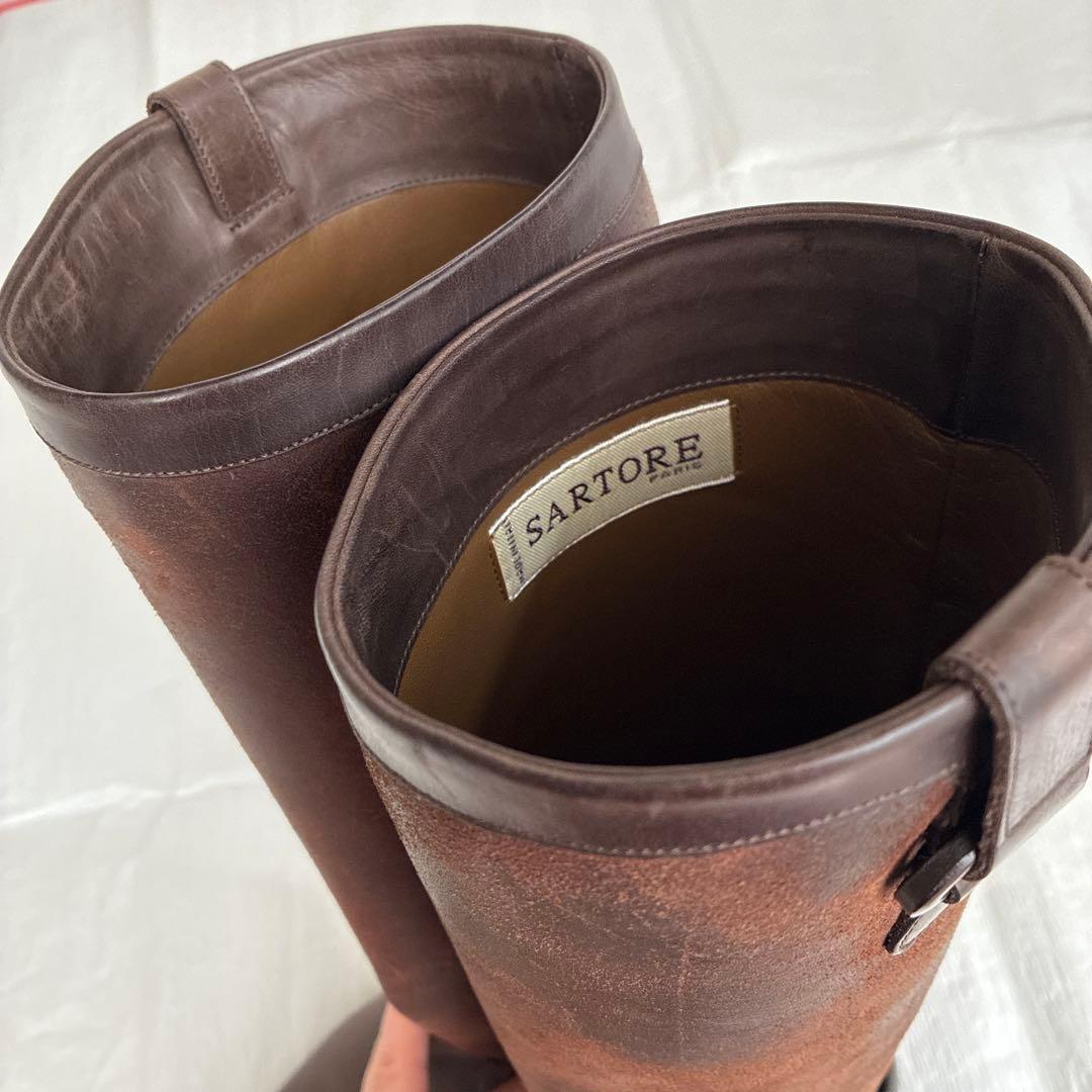 【ちよみ】サルトル ジョッキーブーツ 茶 36(約23cm) スウェード