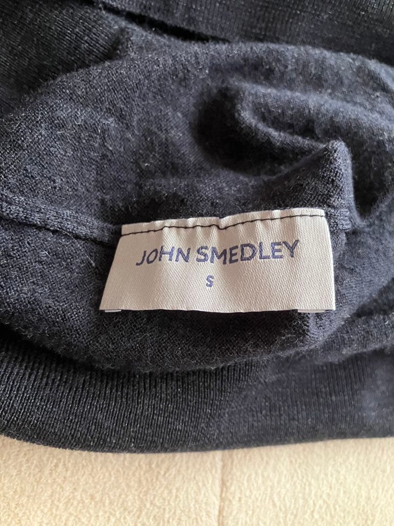 JOHN SMEDLEY メリノウール 30G モックネックニット ネイビー S