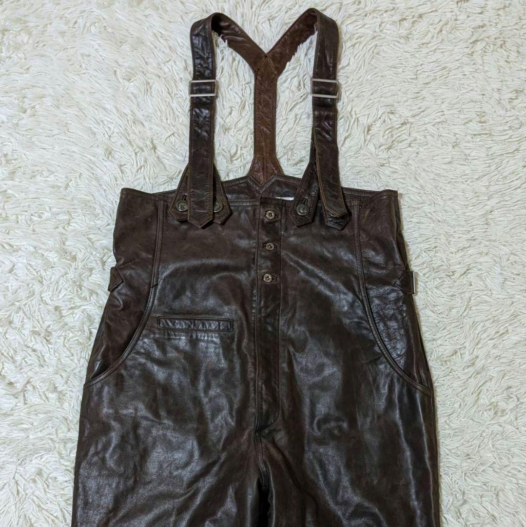 絶賛断捨離テン ハーレーダビッドソン オーバーオール 本革 ダークブラウン
