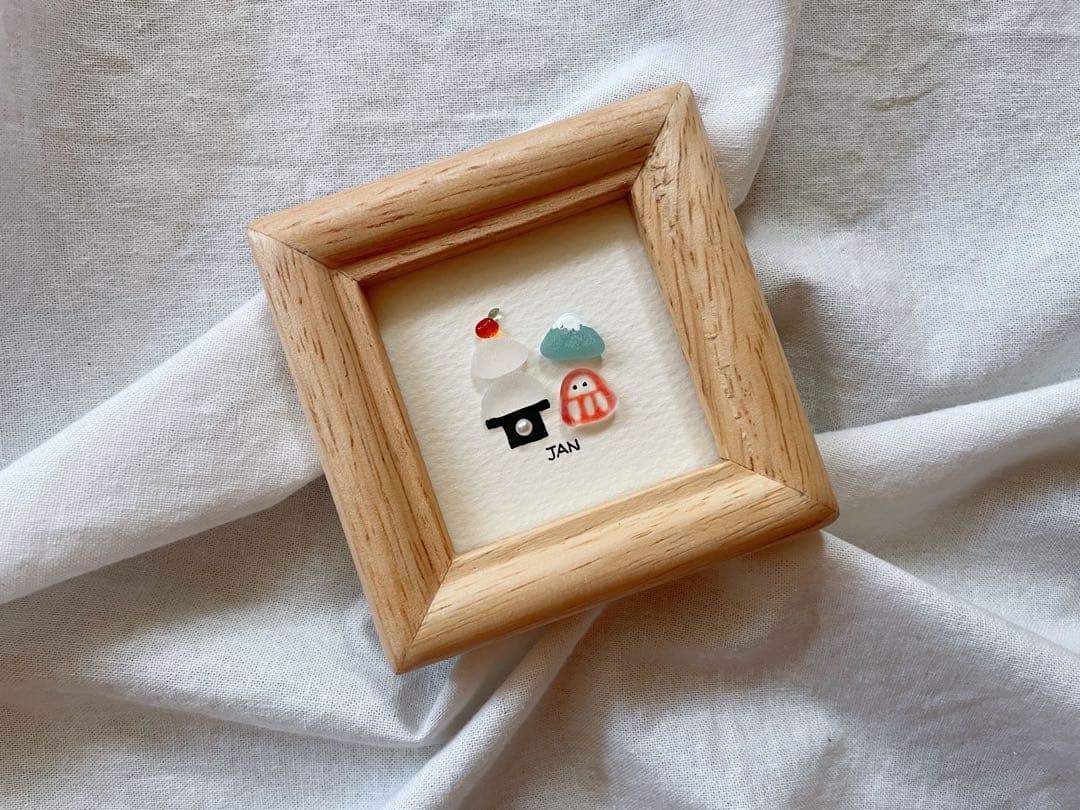 シーグラスアート　オーダー　12ヶ月カレンダー・干支　ミニサイズ