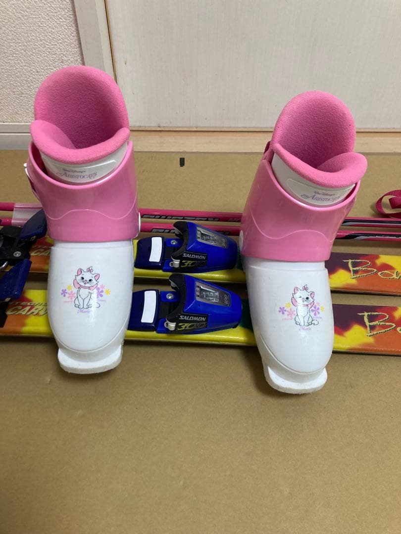 サロモン　キッズ用　スキー板100cm ブーツ19cm ストック80cm セット