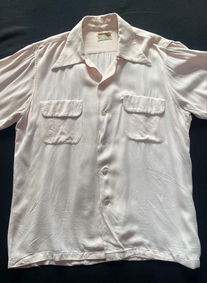 50's Tamarack ベイビーピンク レーヨンシャツ