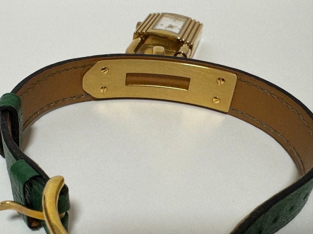【期間限定セール】HERMES ケリーウォッチ 緑レザー ゴールド金具
