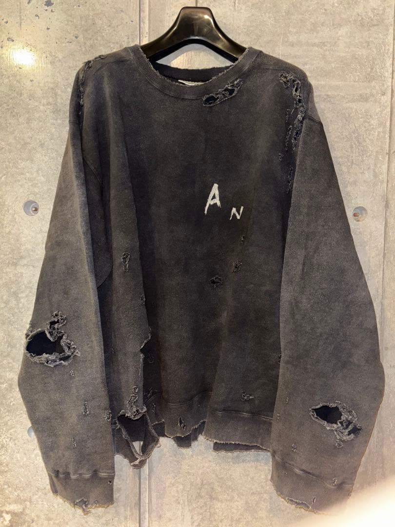 トップス ancellm CRASH UNEVEN OVER SWEAT SHIRT
