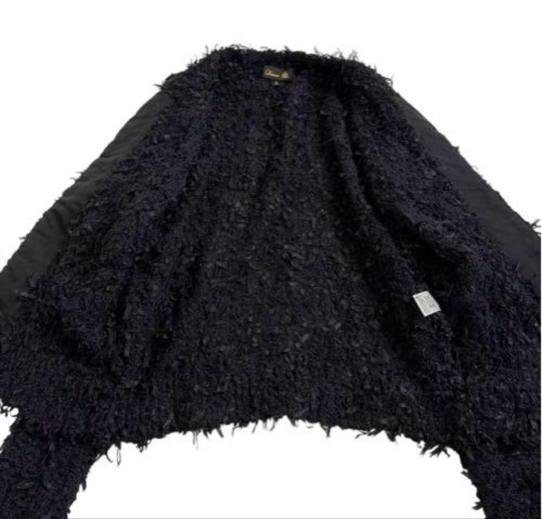 【美品】Drawerドゥロワー テープヤーン カーディガン 黒 2 シルク