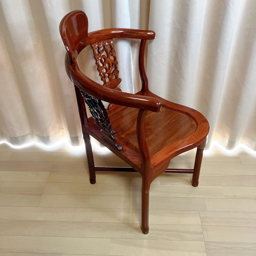 専用】　　　　　　【ビンテージ】唐木調 透かし彫り アームチェア 無垢材