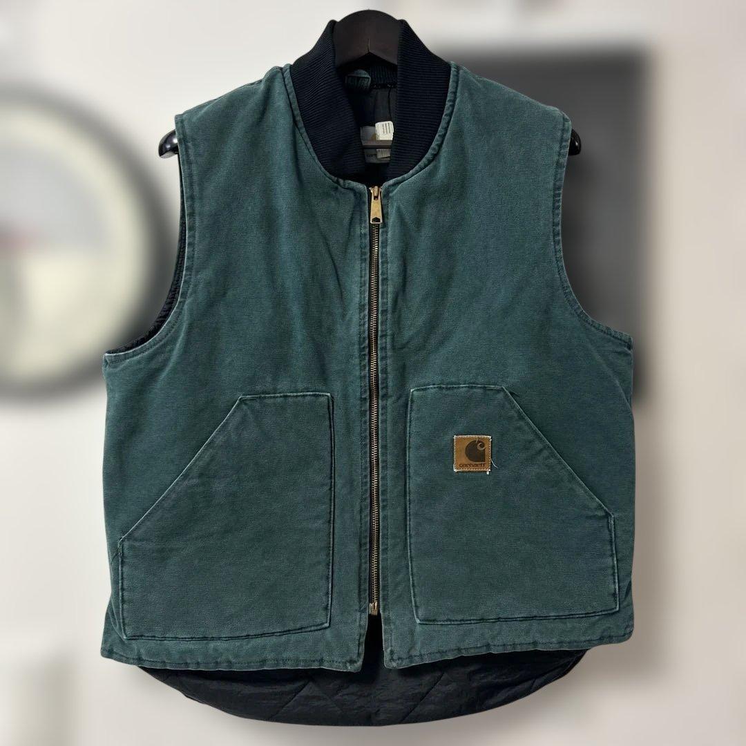Carharttダック ベスト made in usa グリーン