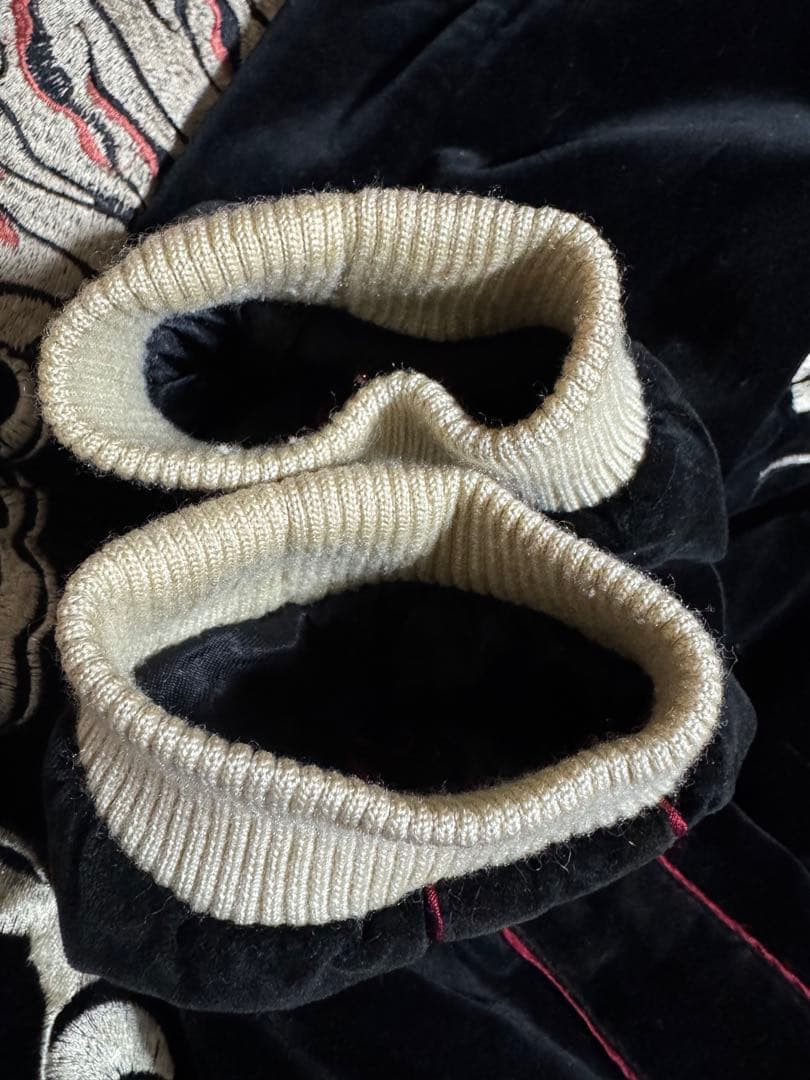 豪華刺繍 花旅楽団 別珍 サテン リバーシブル スカジャン Lサイズ ブラック