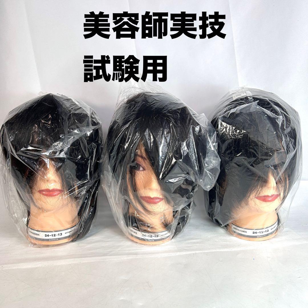 【新品未使用】美容師国家試験用　カット　ウィッグ　3体 三矢