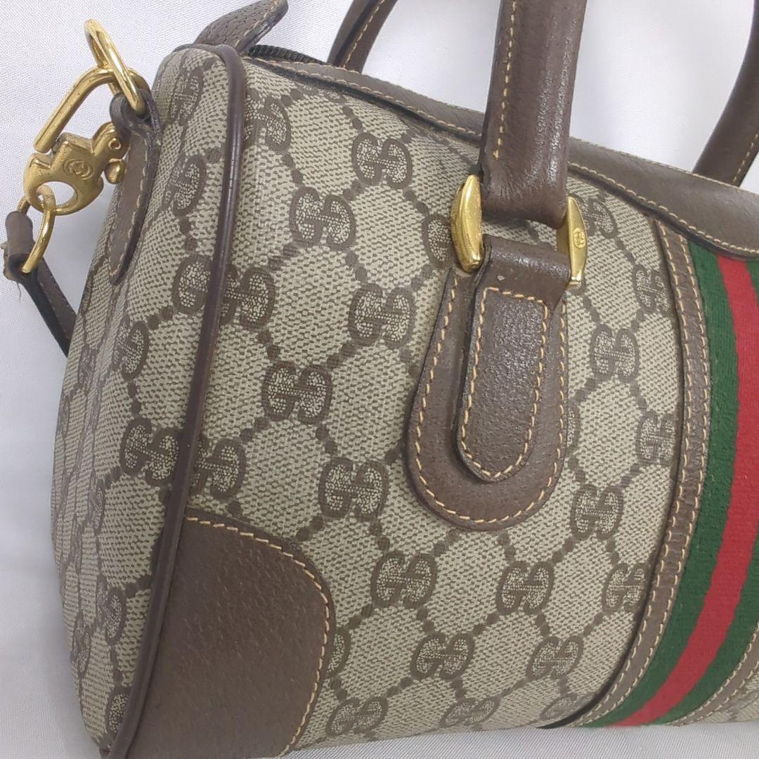 【美品】GUCCI グッチ シェリーライン ミニボストン ショルダー バッグ