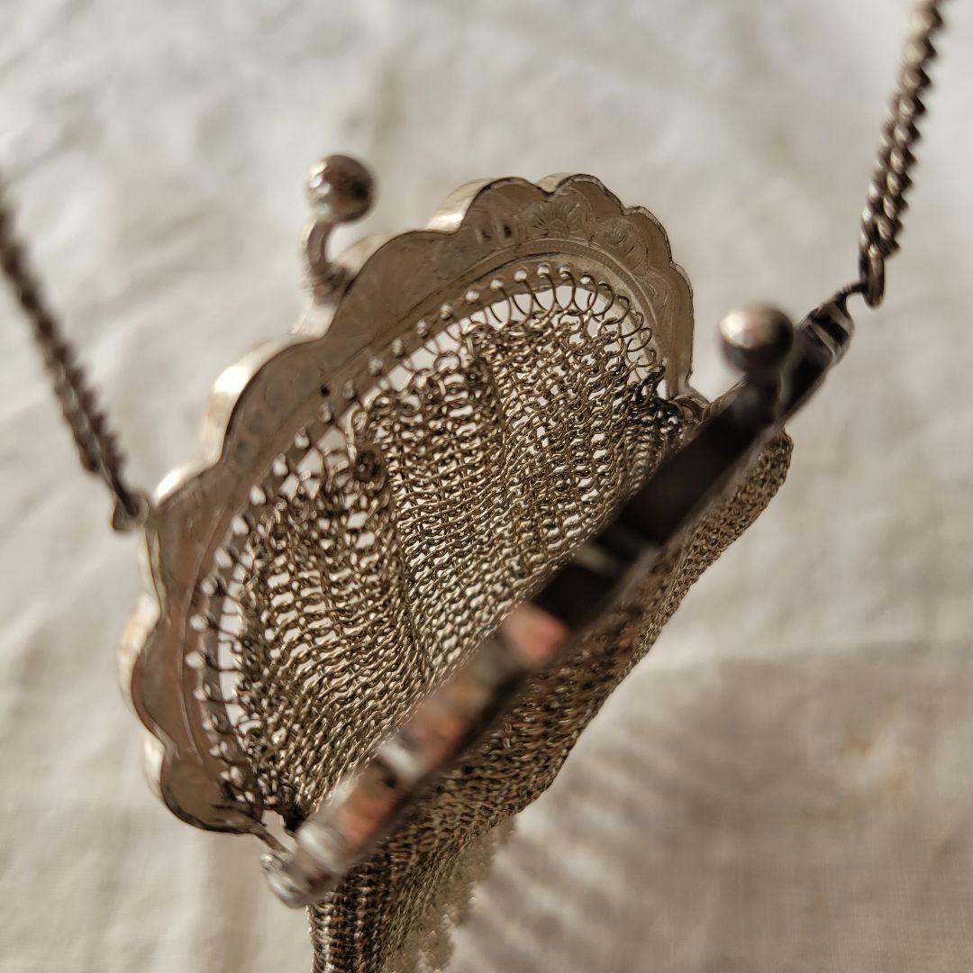 フランス　アンティーク　メタルメッシュパース　シャトレーン