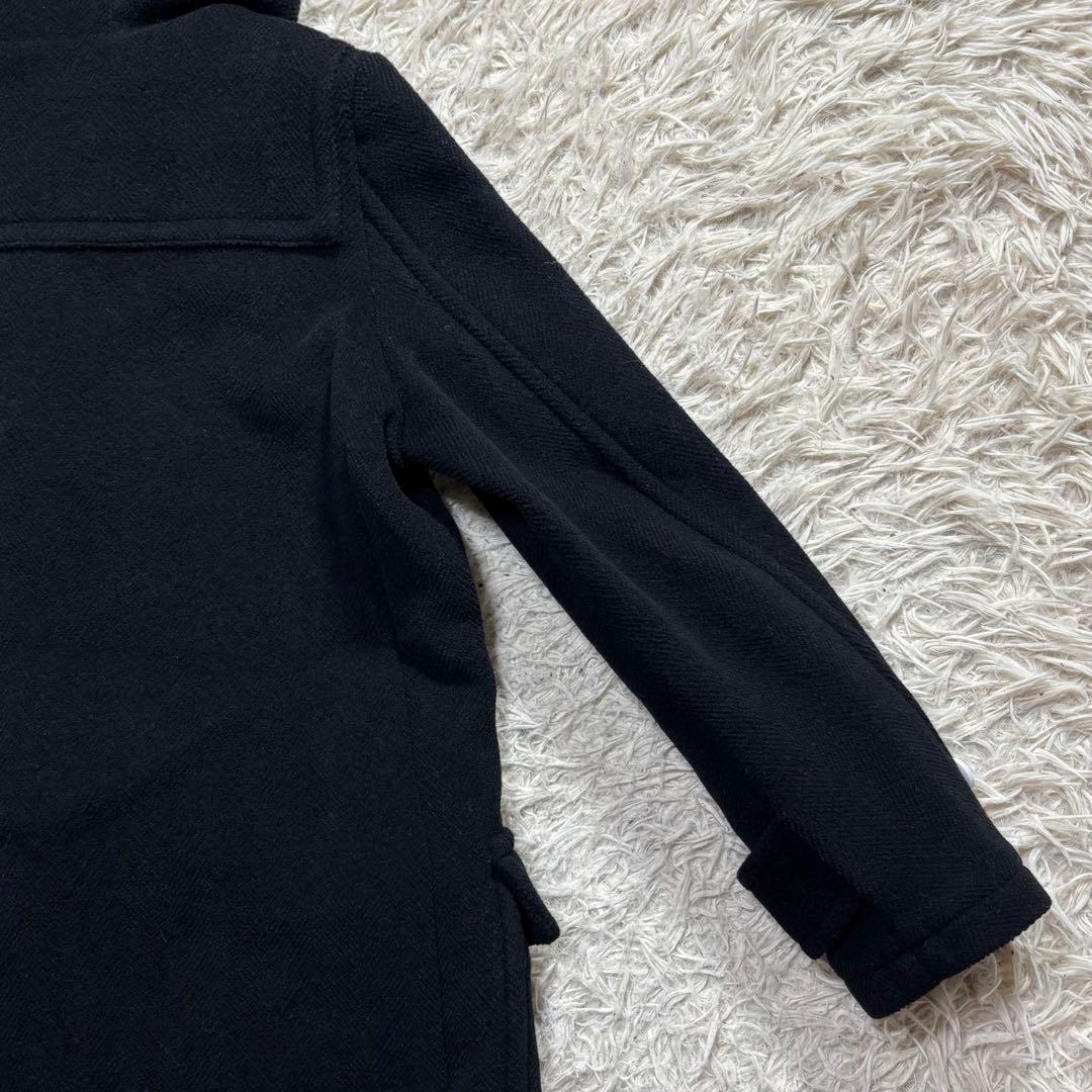 HYKE ハイク　ダッフルコート ヘリンボーン　白トグル　ブラック　サイズ2