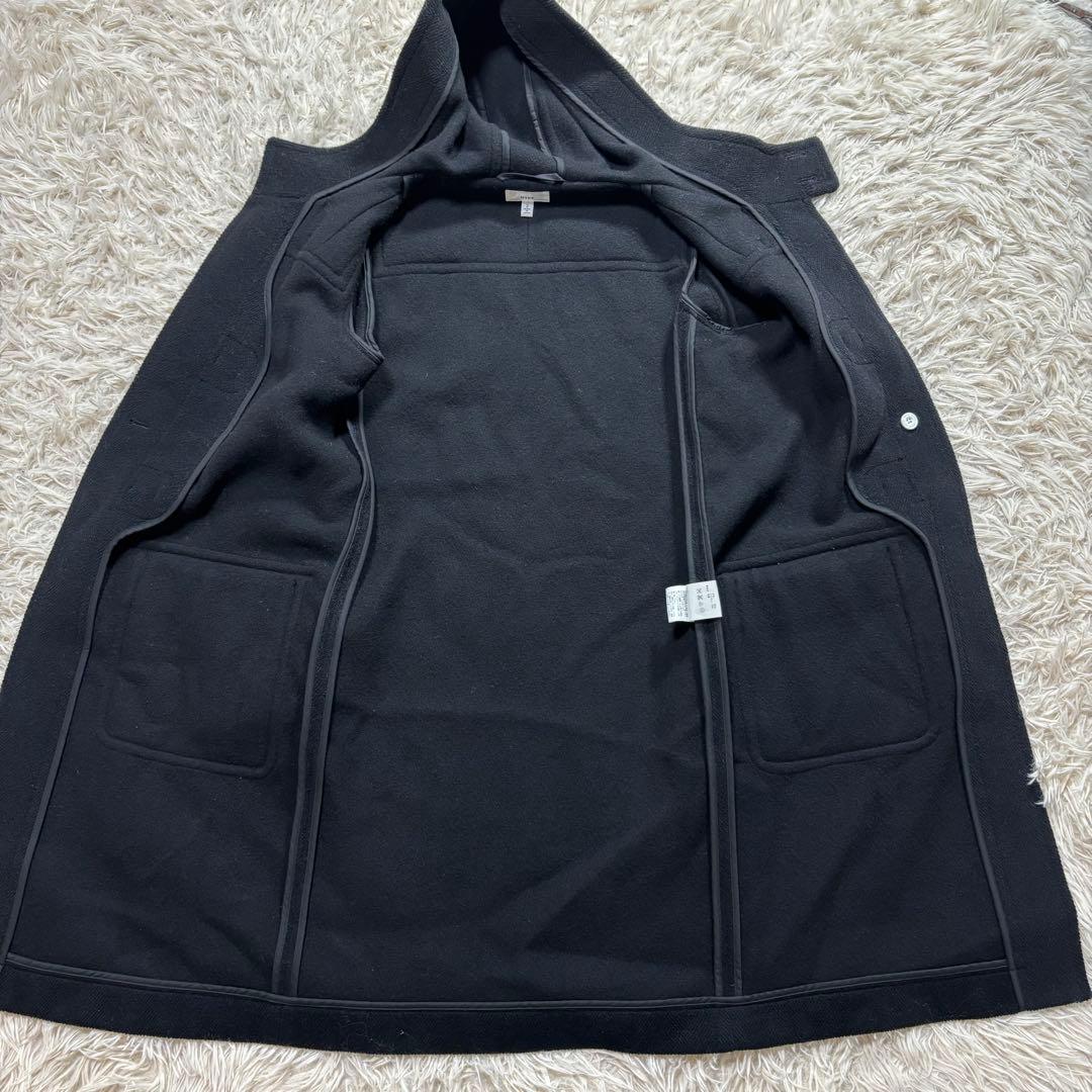 HYKE ハイク　ダッフルコート ヘリンボーン　白トグル　ブラック　サイズ2