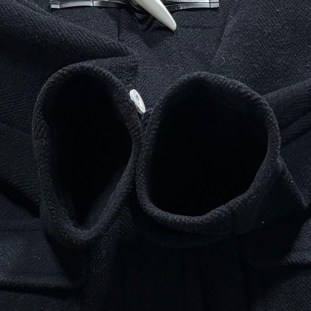 HYKE ハイク　ダッフルコート ヘリンボーン　白トグル　ブラック　サイズ2