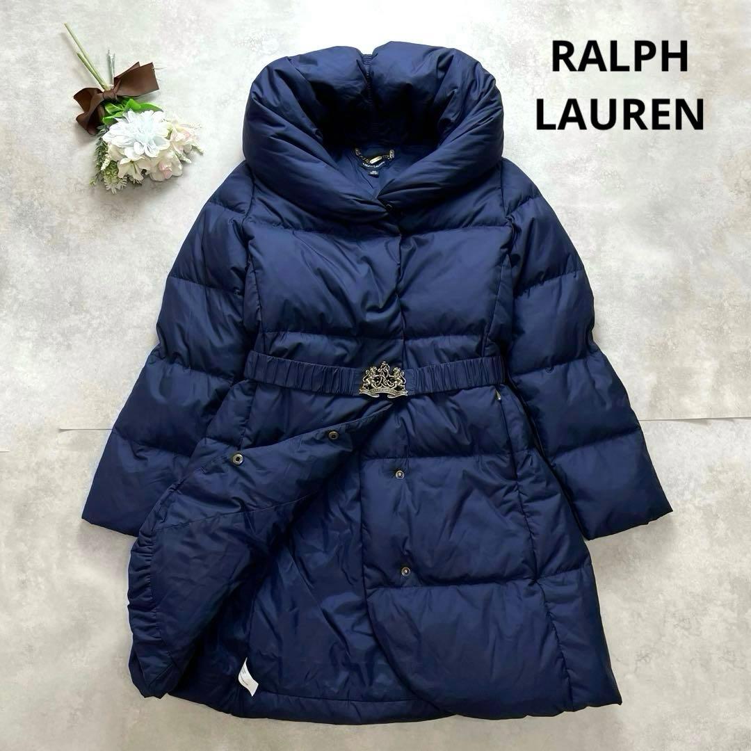 美シルエット✨ラルフローレン ダウンジャケット ベルト Aライン 紺 M相当