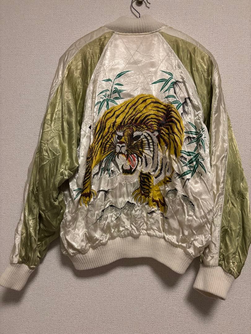 HUSTON 刺繍　虎　ドラゴン　サテン スカジャン