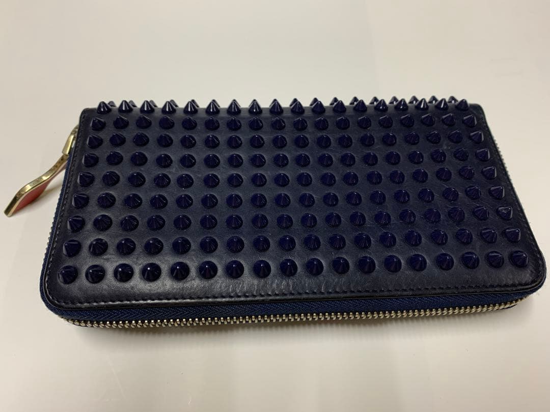 クリスチャンルブダン　 長財布　スタッズ　スパイク ネイビー　紺