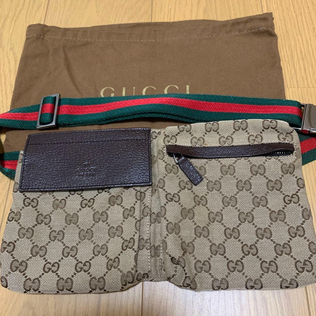 に*ん様 未使用に近い❤️GUCCI ボディバッグ キャンバス レザー