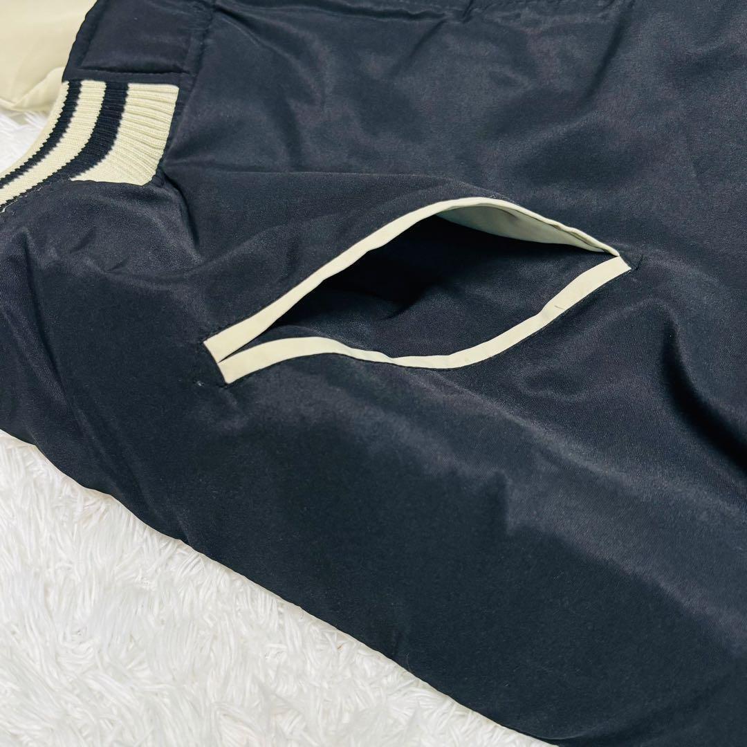 極美品 タグ付き 未使用級 絡繰魂 スカジャン 龍 桜 刺繍 XL サテン 派手