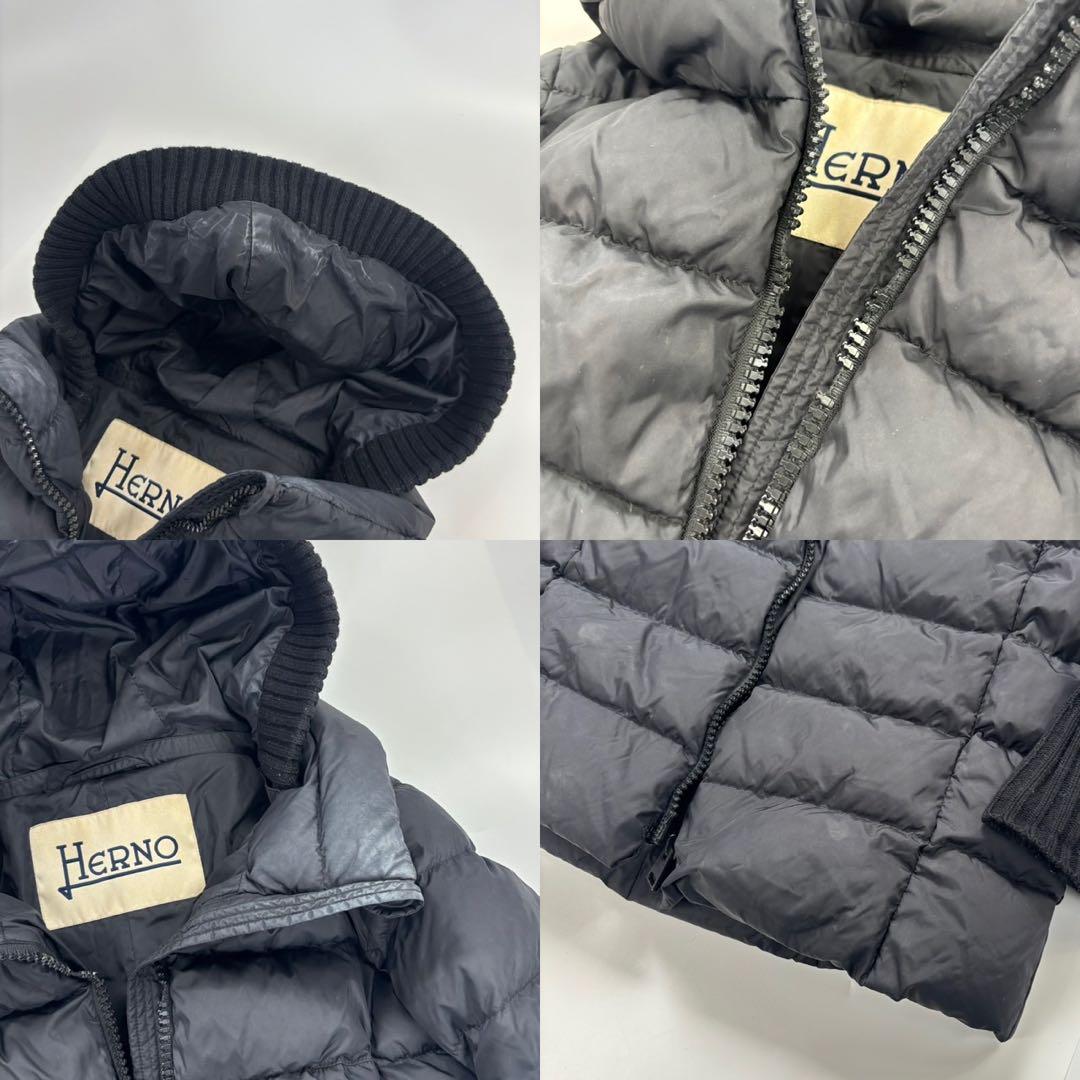 ヘルノ ポーラテック リブニット ダウンコート ロング ブラック 38