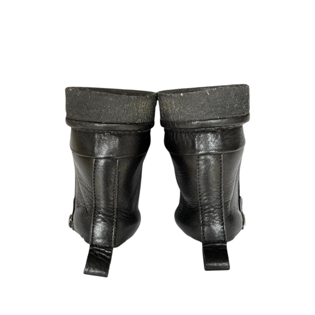 【極美品】◾️サヤ◾️ショートブーツ◾️レースアップ◾️サイドジップ◾️レザー◾️ブラック