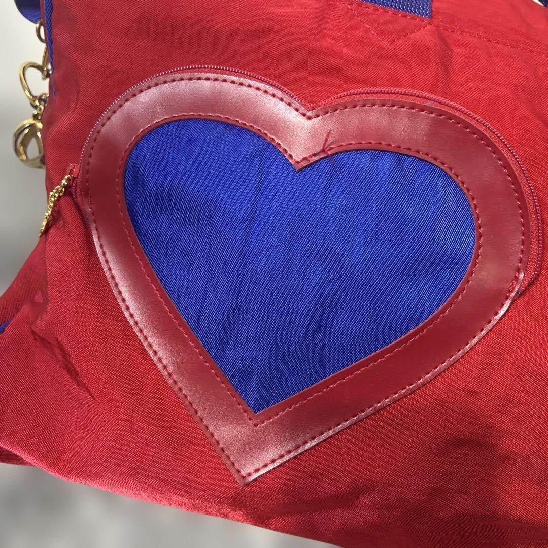 Moschino ボストンバッグ 赤 ハート 平和ピースマークモスキーノ