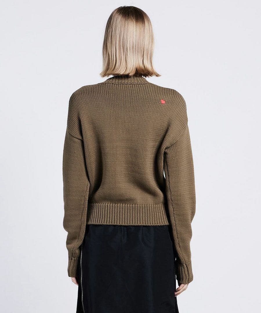 ダブルスタンダード スターモチーフニットセーター カーキ