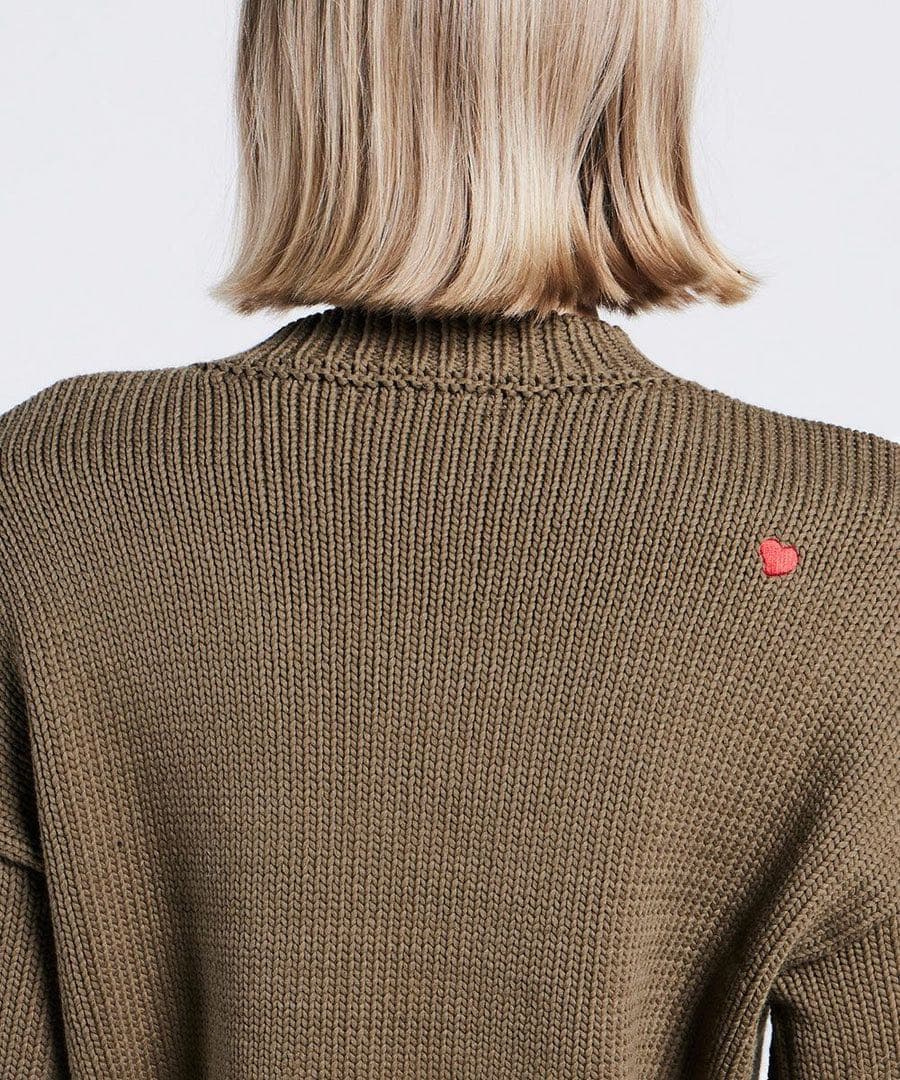 ダブルスタンダード スターモチーフニットセーター カーキ