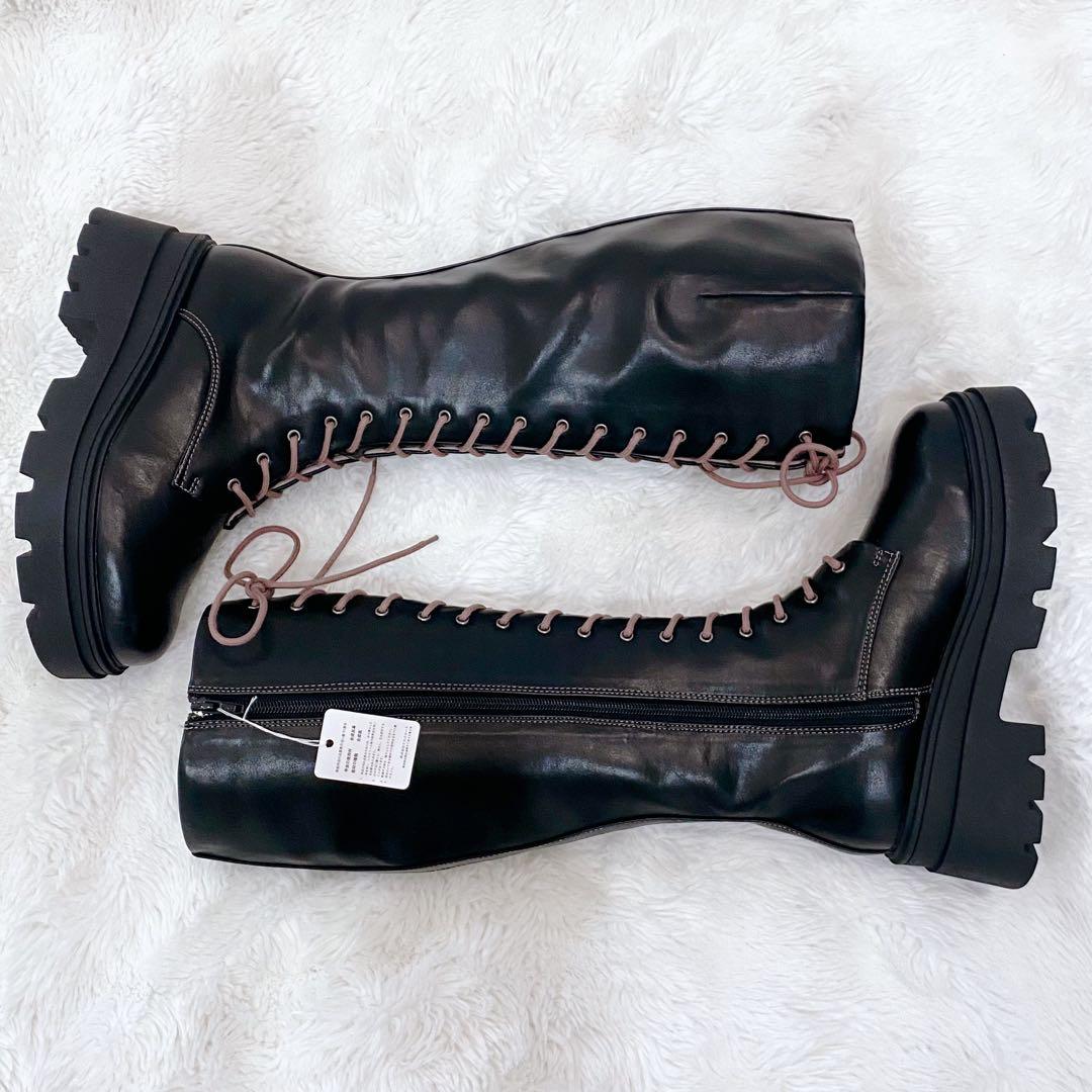 【新品・タグ付・厚底】by あしながおじさん レースアップロングブーツ L