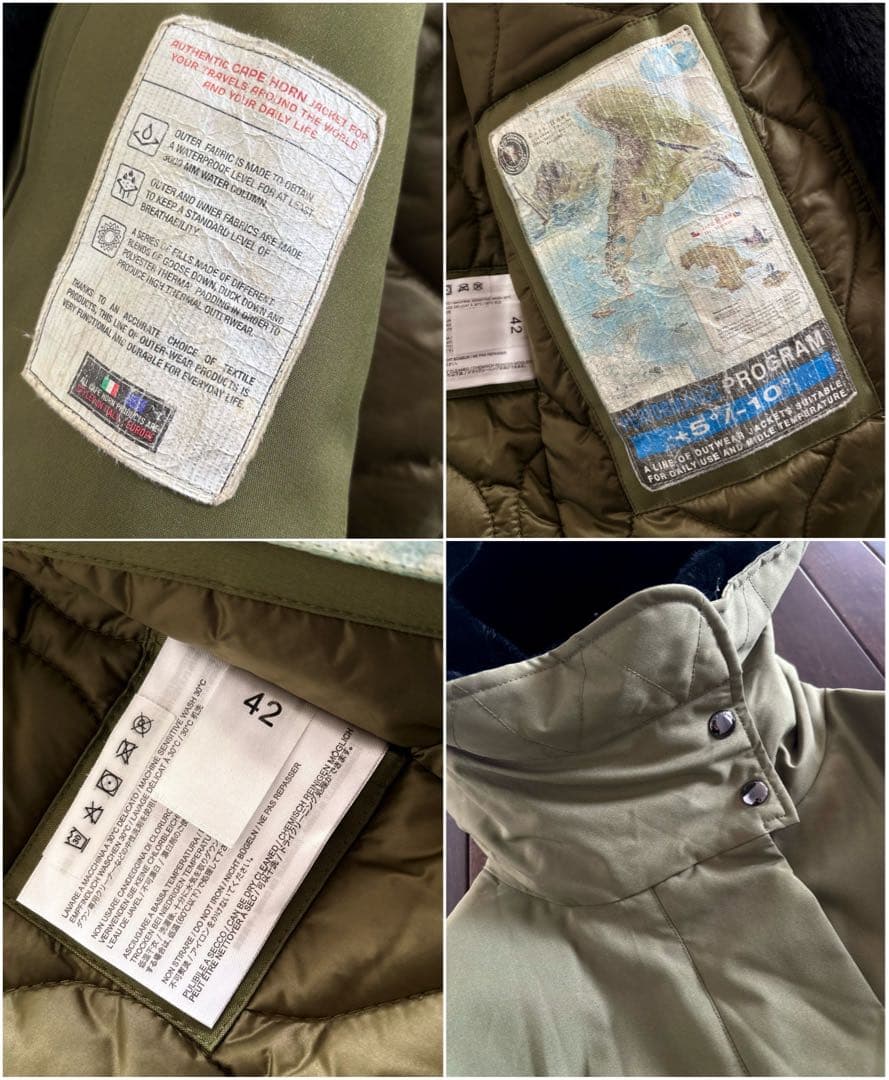 ケープホーン/未使用近 REMOTA リモータ ダウンジャケット カーキ 42