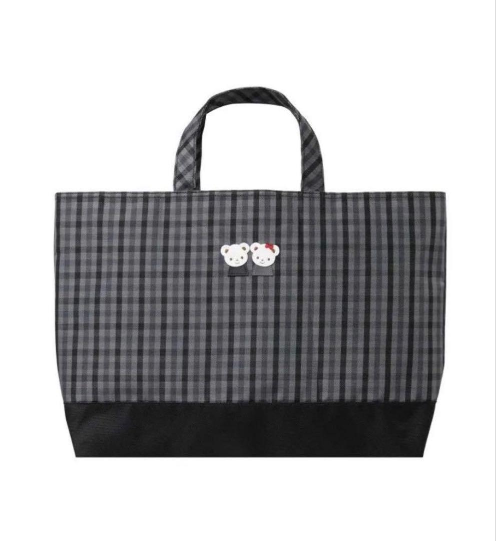 新品　ファミリア　レッスン　バッグ　チェック　黒　ギンガム　ブラック