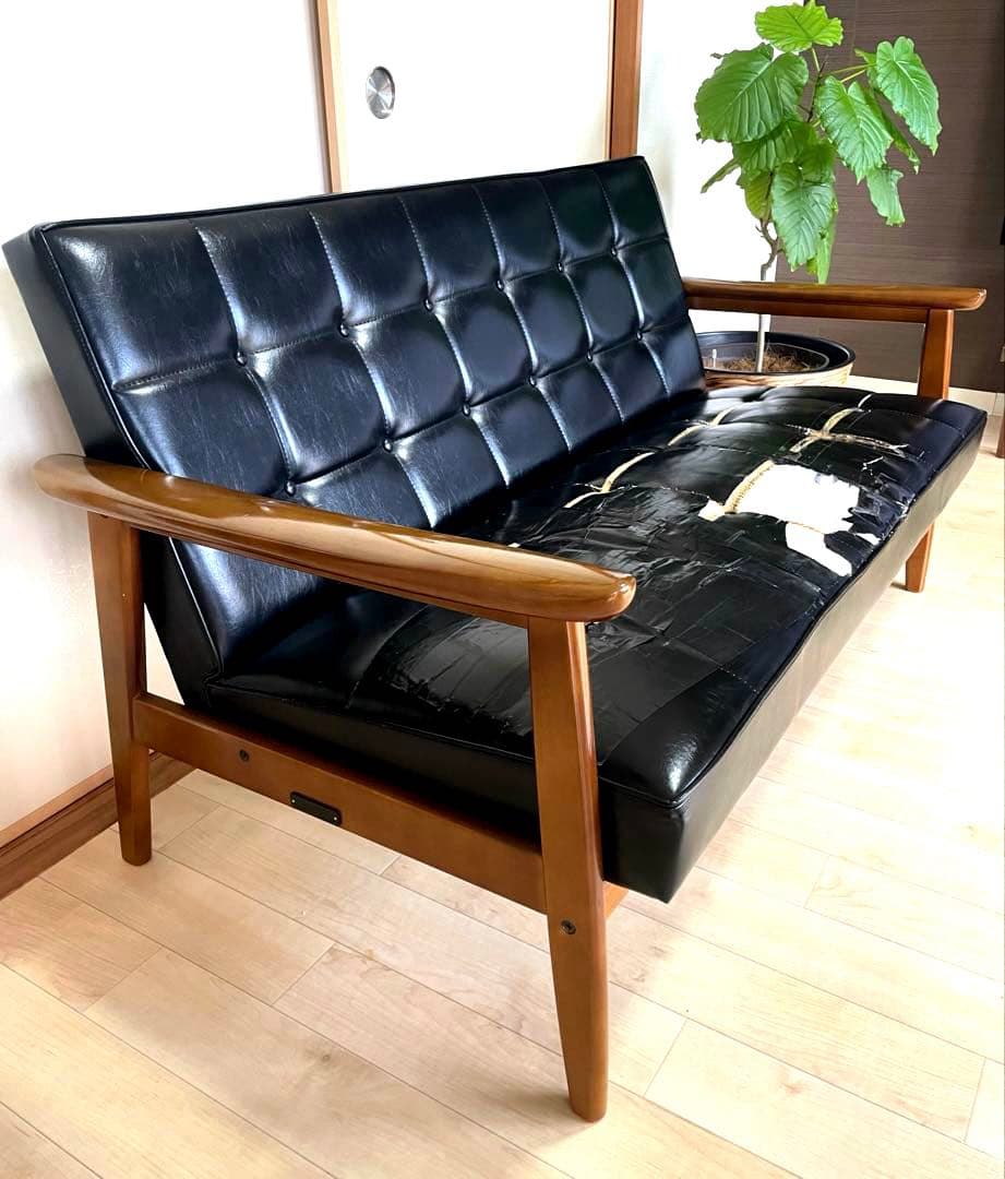 難ありです‼️カリモク60　Kチェア　2シーター　黒