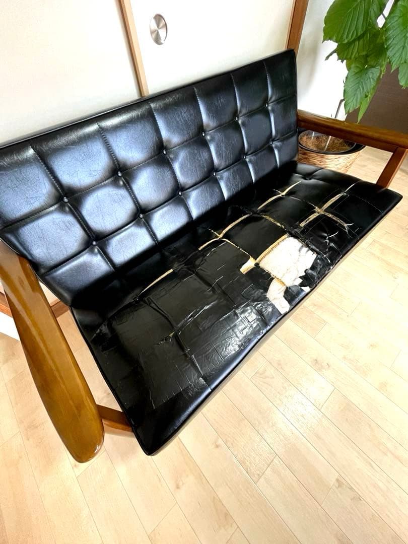 難ありです‼️カリモク60　Kチェア　2シーター　黒