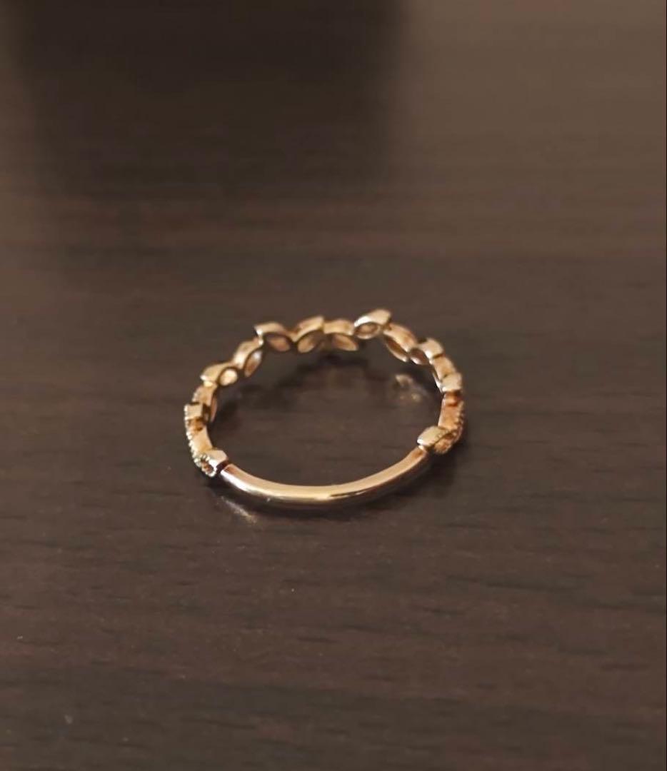 k*o様 agete K10 ダイヤモンド リーフモチーフ リング 9号