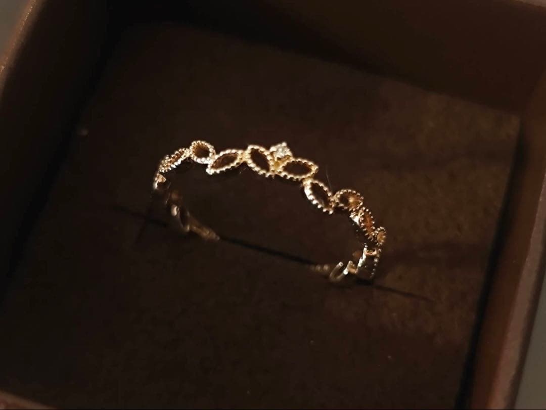 k*o様 agete K10 ダイヤモンド リーフモチーフ リング 9号