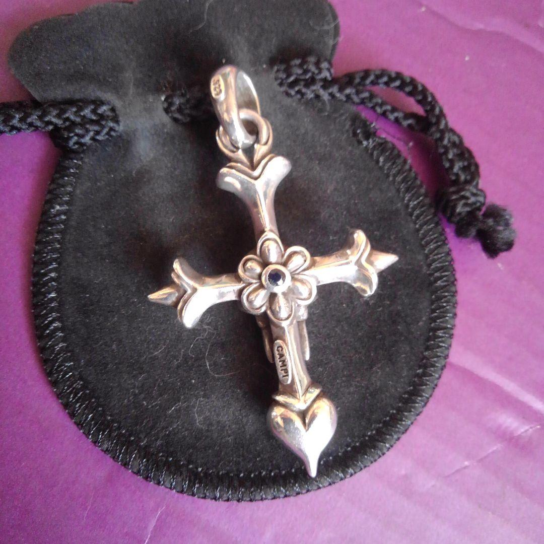 美品 廃盤 TIM CAMP スカルとハート クロスペンダント 37g