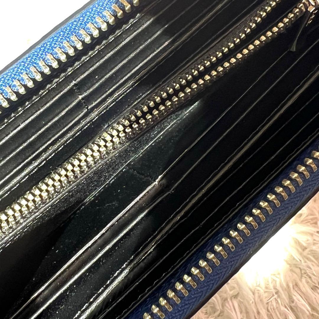 未使用級/本ヘビ革 ✨リアルパイソン 長財布 ラウンドジップ JRAタグ ブルー