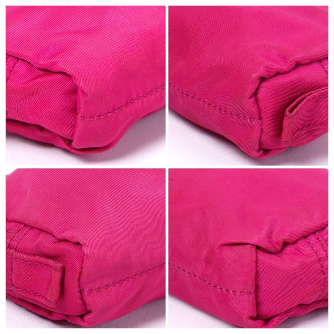 【極美品】PRADA テスートナイロン　ポーチ　トライアングルロゴ　ピンク