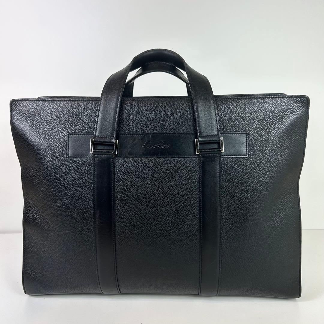 現行・美品✨カルティエ ビジネスバッグ レザー 本革 ブラック A4可 大容量