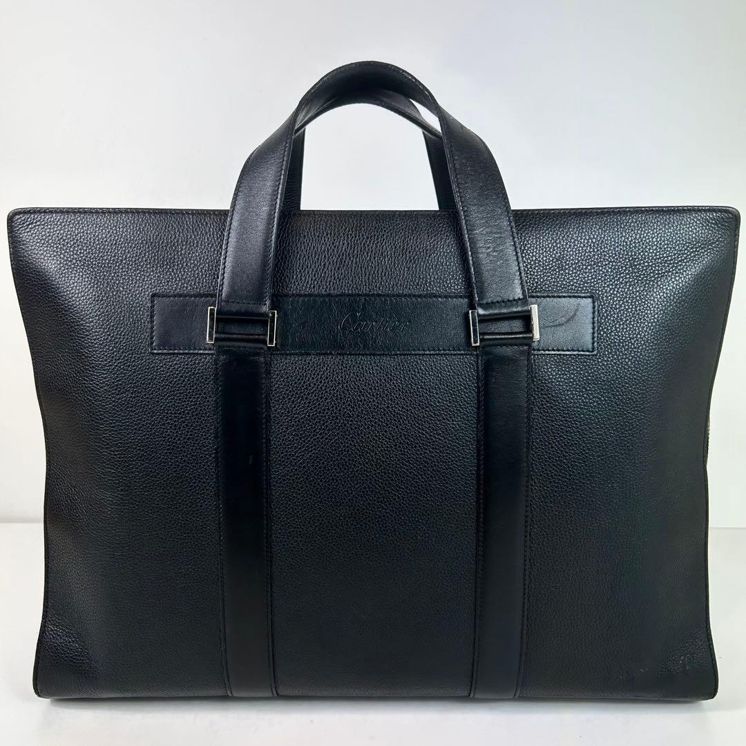 現行・美品✨カルティエ ビジネスバッグ レザー 本革 ブラック A4可 大容量