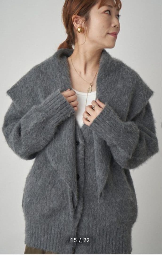 限定お値下げ！MIESROHE★スカーフデザインアルパカシャギーカーデ