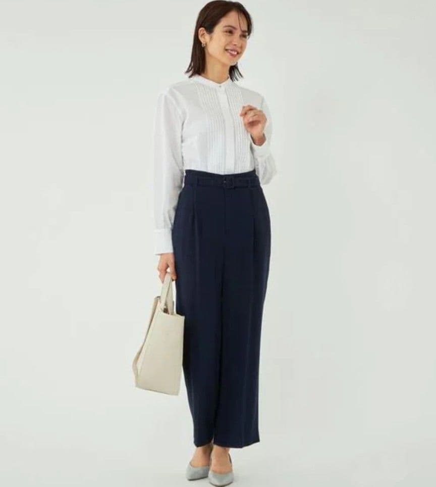 グリーンレーベル パンツスーツ ダブルジャケット ワイドパンツ セットアップ 紺