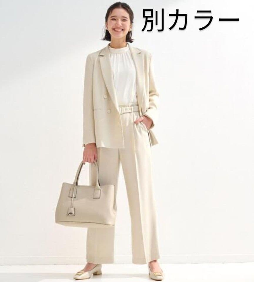 グリーンレーベル パンツスーツ ダブルジャケット ワイドパンツ セットアップ 紺