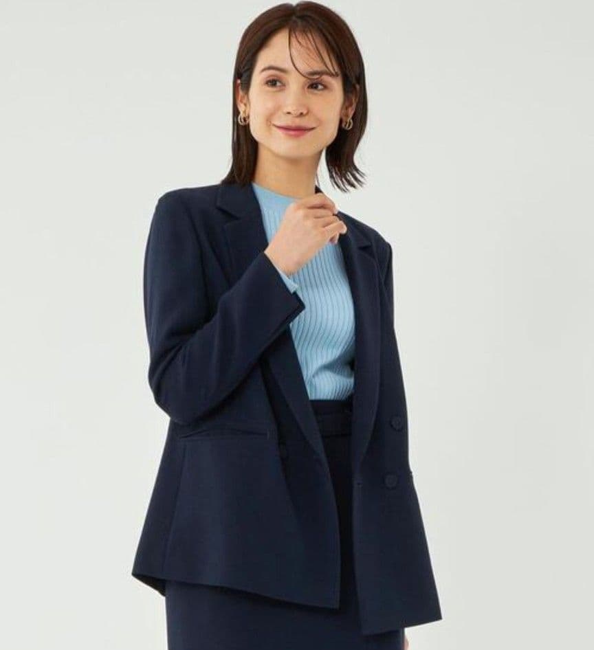 グリーンレーベル パンツスーツ ダブルジャケット ワイドパンツ セットアップ 紺