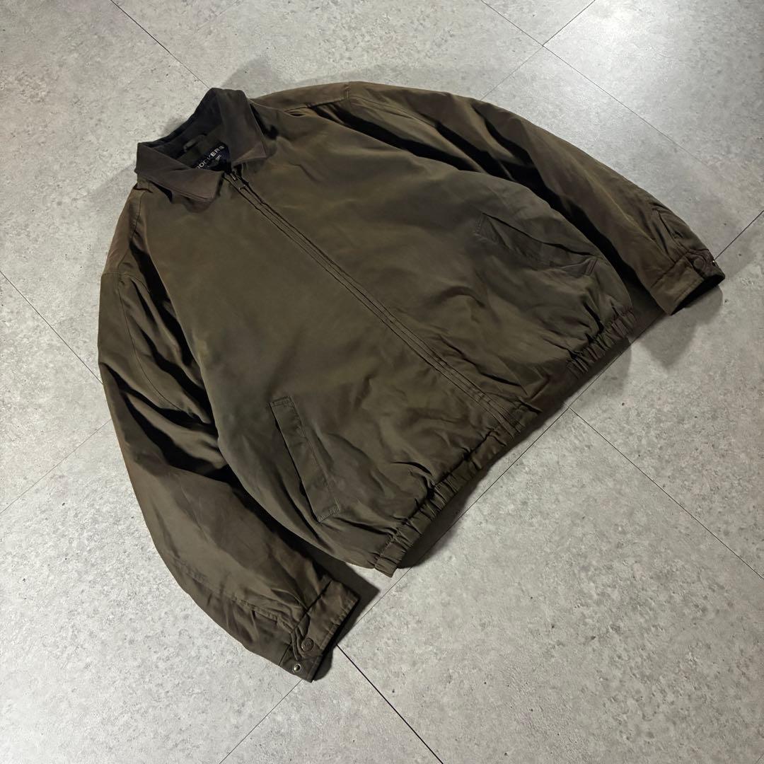 90s DOCKERS襟レザー中綿ブルゾンハリントンジャケットフェード短丈