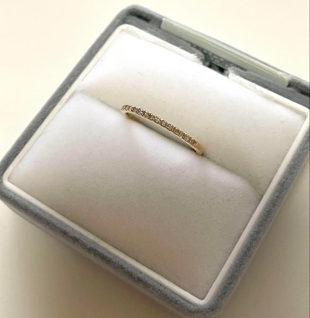 agete ハーフエタニティリング 9号 ダイヤ K18 ゴールド アガット