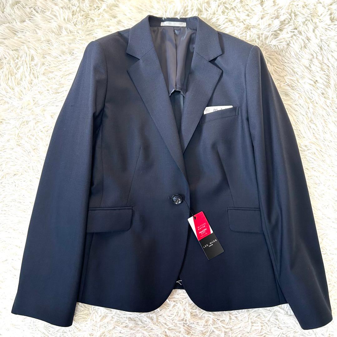 【未使用タグ付】洗えるキレイスーツ 紺ピンドット セットアップ　大きいサイズXL